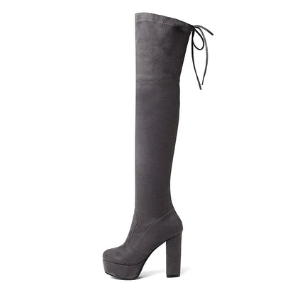 Size 34-43 New 2024 Over the Knee Boots Women Faux Suede Thigh High Boots Platform Stretch Slim Sexy Ladies Women's Winter Boots NovaCart