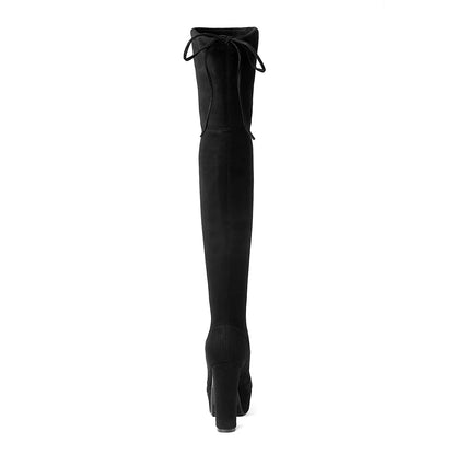 Size 34-43 New 2024 Over the Knee Boots Women Faux Suede Thigh High Boots Platform Stretch Slim Sexy Ladies Women's Winter Boots NovaCart