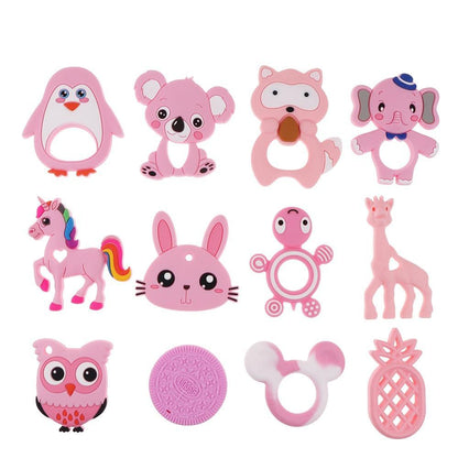 Baby Silicone Teethers BPA Free Teething Toy Animal Dog Koala Owl Elephant Baby Ring Teether Silicone Beads For Kids and Baby Stevvex