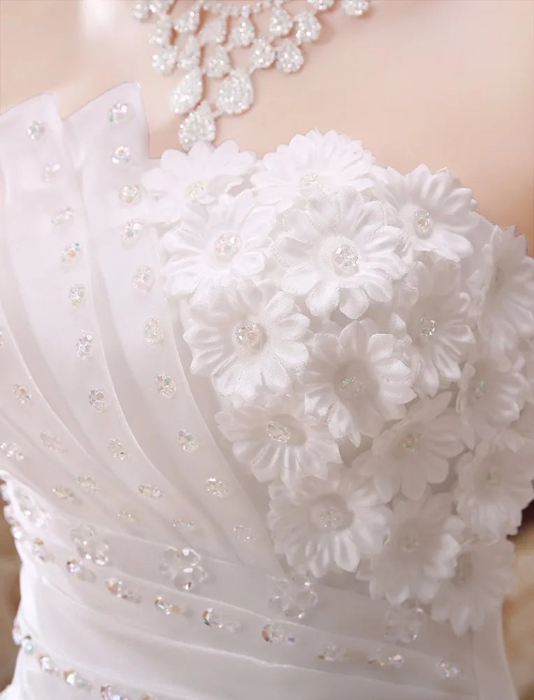 2018 Strapless Wedding Ball Gown Princess Wedding Dresses Graceful Ruffles Organza Wedding Gown NovaCart