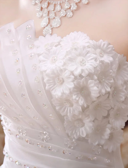 2018 Strapless Wedding Ball Gown Princess Wedding Dresses Graceful Ruffles Organza Wedding Gown NovaCart