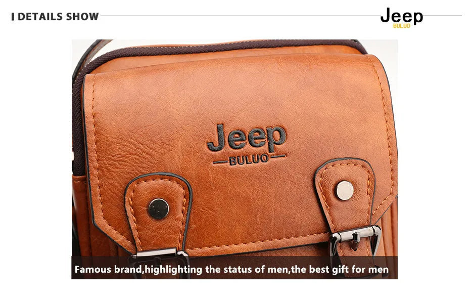 JEEP BULUO Multi-function Business Handbags Men New Man's Shoulder Bag Large Capacity Leather Messenger Bag Crossbody Big Brand NovaCart