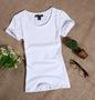 2022 Women's T Shirt Women Short Sleeved Slim Solid Color Womens Simple Tee T-Shirt