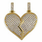 Heart Broken With Magnet Iced Out Pendant Necklace Mens/Women Hip Hop Gold Silver Color Jewelry