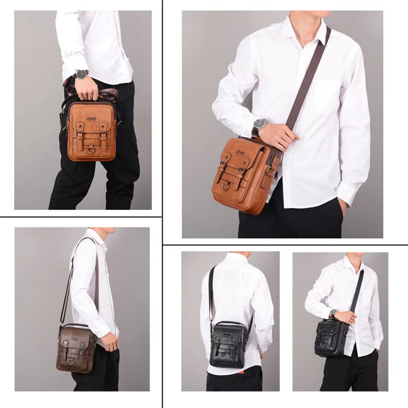 JEEP BULUO Multi-function Business Handbags Men New Man's Shoulder Bag Large Capacity Leather Messenger Bag Crossbody Big Brand NovaCart