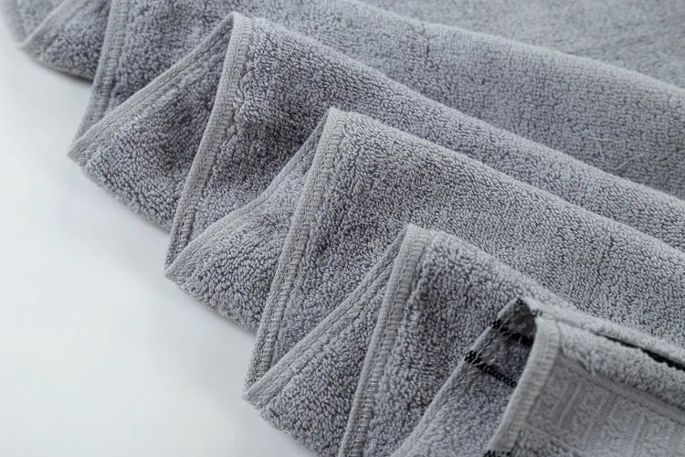 3Pieces Set Grey Cotton Towel Set for Men toalla 2pc Face Washcloth Hand Towel 1pc Bath Towel Camping Shower Towels Bathroom