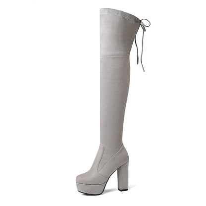 Size 34-43 New 2024 Over the Knee Boots Women Faux Suede Thigh High Boots Platform Stretch Slim Sexy Ladies Women's Winter Boots NovaCart