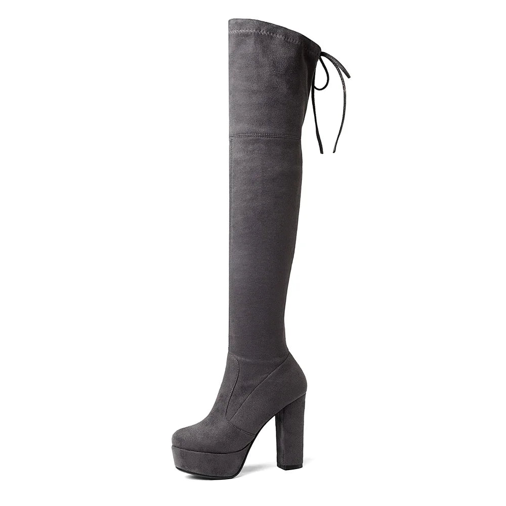 Size 34-43 New 2024 Over the Knee Boots Women Faux Suede Thigh High Boots Platform Stretch Slim Sexy Ladies Women's Winter Boots NovaCart