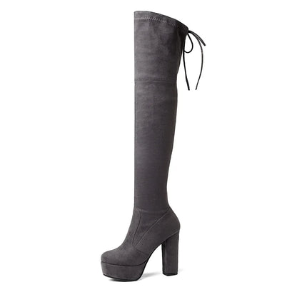 Size 34-43 New 2024 Over the Knee Boots Women Faux Suede Thigh High Boots Platform Stretch Slim Sexy Ladies Women's Winter Boots NovaCart
