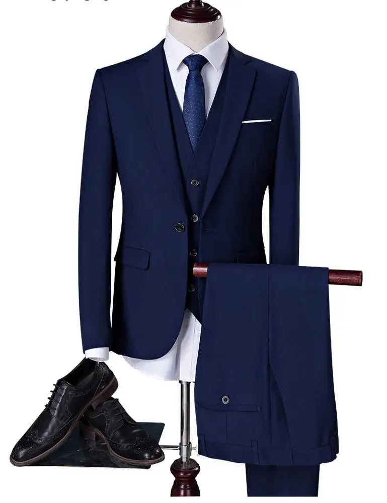 High Quality 3 Pieces One or Two Buttons  Navy Blue Color Wedding Suit Party Business Man Suit in Stock MMSB5 NovaCart