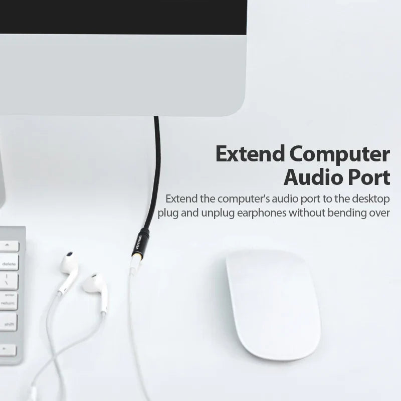 Vention Jack 3.5 Aux Extension Cable for Car Laptop Mini PC TV Xiaomi Huawei Stereo 3.5 mm Jack Headphone Speaker Cable Auxiliar Pi-Mart