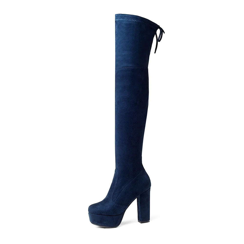 Size 34-43 New 2024 Over the Knee Boots Women Faux Suede Thigh High Boots Platform Stretch Slim Sexy Ladies Women's Winter Boots NovaCart