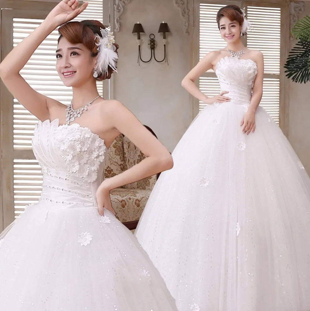 2018 Strapless Wedding Ball Gown Princess Wedding Dresses Graceful Ruffles Organza Wedding Gown NovaCart