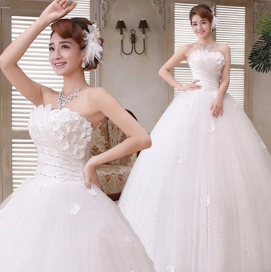 2018 Strapless Wedding Ball Gown Princess Wedding Dresses Graceful Ruffles Organza Wedding Gown NovaCart