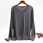 Plus Size Korean V-neck Long Sleeve Casual Top