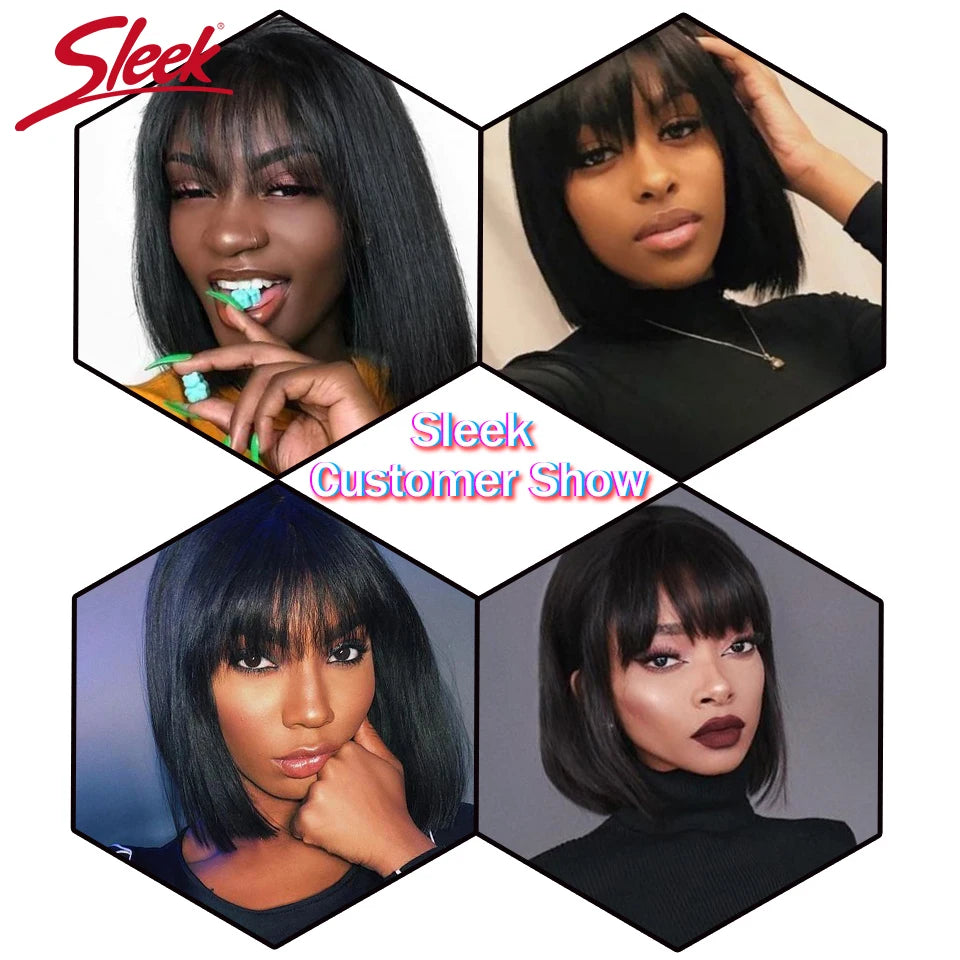 Wholesale Straight Bob Wig Brazilian Remy Hair Human Hair Wigs for Women Ombre Color Full Machine Made Wig With Bang NovaCart