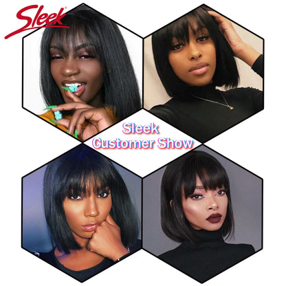 Wholesale Straight Bob Wig Brazilian Remy Hair Human Hair Wigs for Women Ombre Color Full Machine Made Wig With Bang NovaCart