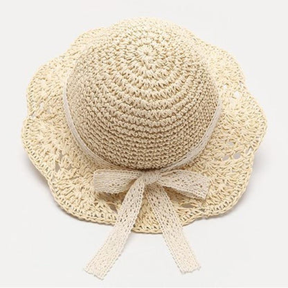 Handmade Modern Elegant Lady Baby Girls Breathable Lace Cap With Bow Great For Beach Sun Stevvex