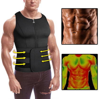 Neoprene Men's Shapers Sweat Vest for Men Waist Trainer Vest Adjustable Workout Body Shaper with Double Zipper for Sauna Suit NovaCart
