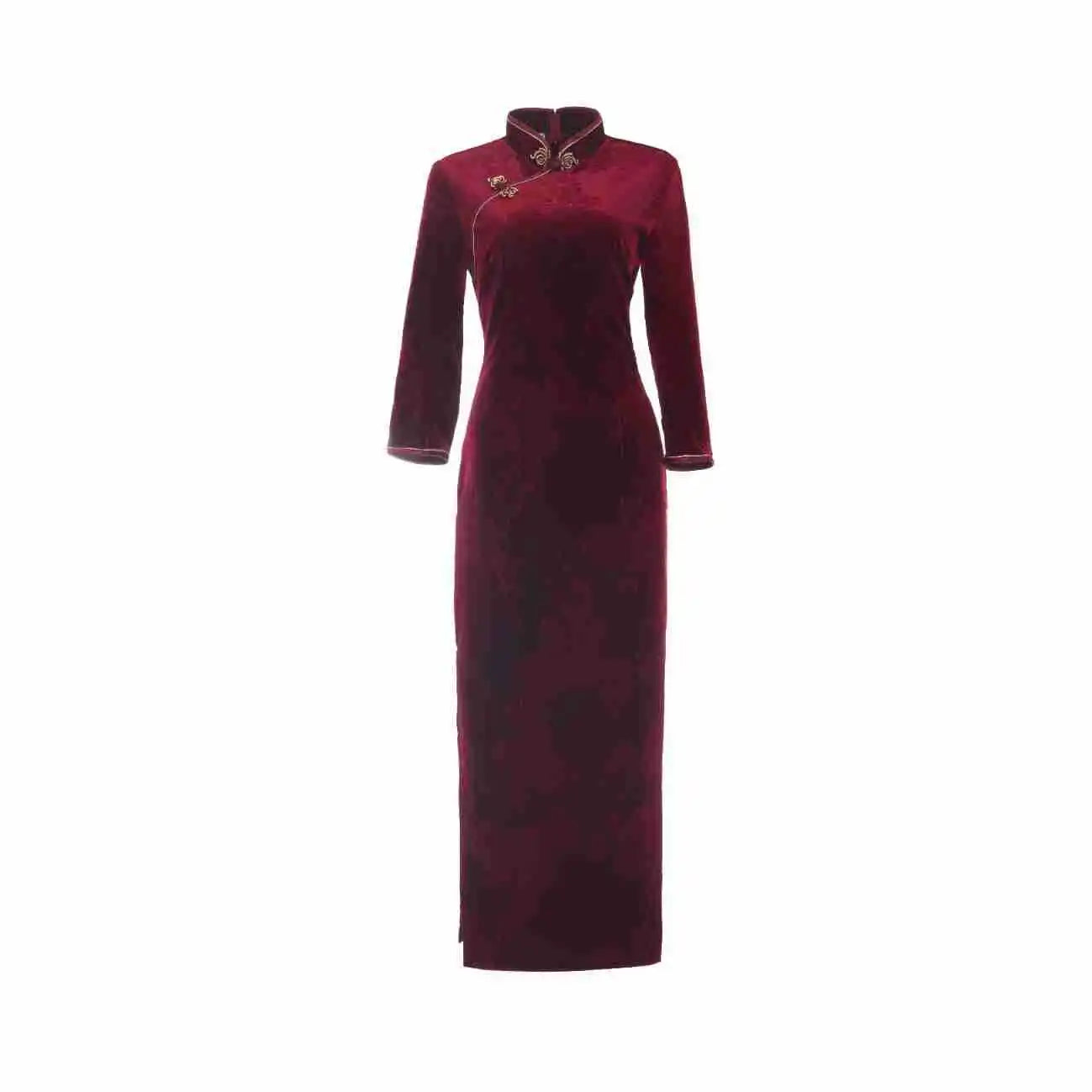 202 National Style Slimming Long Nine-minute Sleeve Wedding Mother Show Wholesale New Velvet Jacquard Cheongpao NovaCart