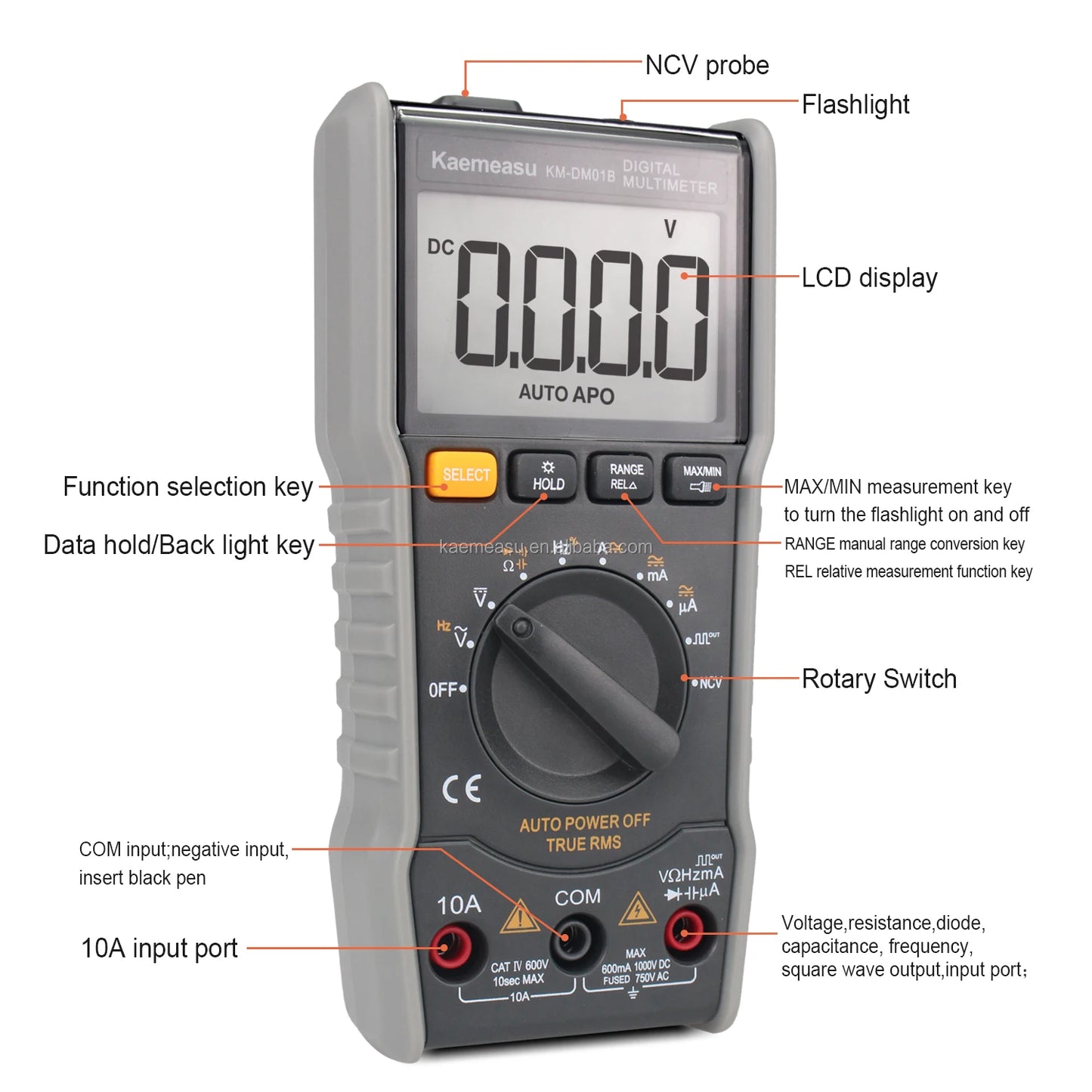 OEM ODM Anti-Burn Multitester DC/AC NCV Measure Square-wave Output True-rms Auto Range Digital Multimeters NovaCart