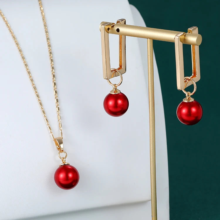 Fashion 18K Gold Plated Hawaiian Pearl Jewelry Wholesale Necklace Earrings Women's Set NovaCart