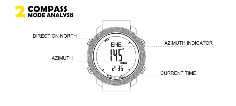 NORTH EDGE Men's sport Digital watch Hours Running Swimming Military Army watches Altimeter Barometer Compass waterproof 50m NovaCart