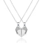 2Pcs Punk Heart Pendant Couple Necklace Lover Distance Faceted Magnetic Necklace