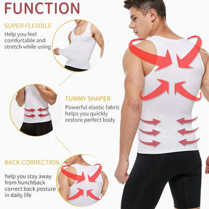 Mens Slimming Body Shaper Chest Compression Shirts Tummy Control Shapewear Gynecomastia Abdomen Slim Vest Waist Trainer Corset NovaCart