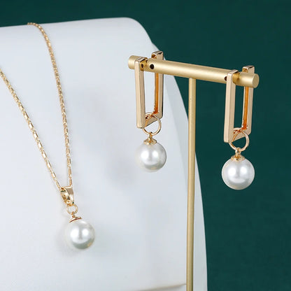 Fashion 18K Gold Plated Hawaiian Pearl Jewelry Wholesale Necklace Earrings Women's Set NovaCart