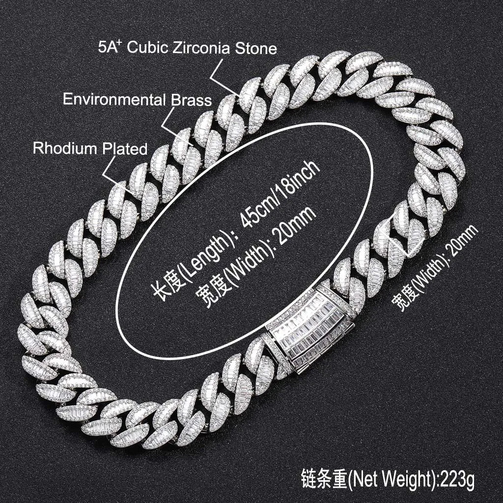 BES 20MM New Arrival Hip Hop Luxury Shiny Chunky Cuban Chain 5A CZ Diamond With Real Gold Plating Choker Necklace Jewelry NovaCart