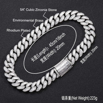 BES 20MM New Arrival Hip Hop Luxury Shiny Chunky Cuban Chain 5A CZ Diamond With Real Gold Plating Choker Necklace Jewelry NovaCart