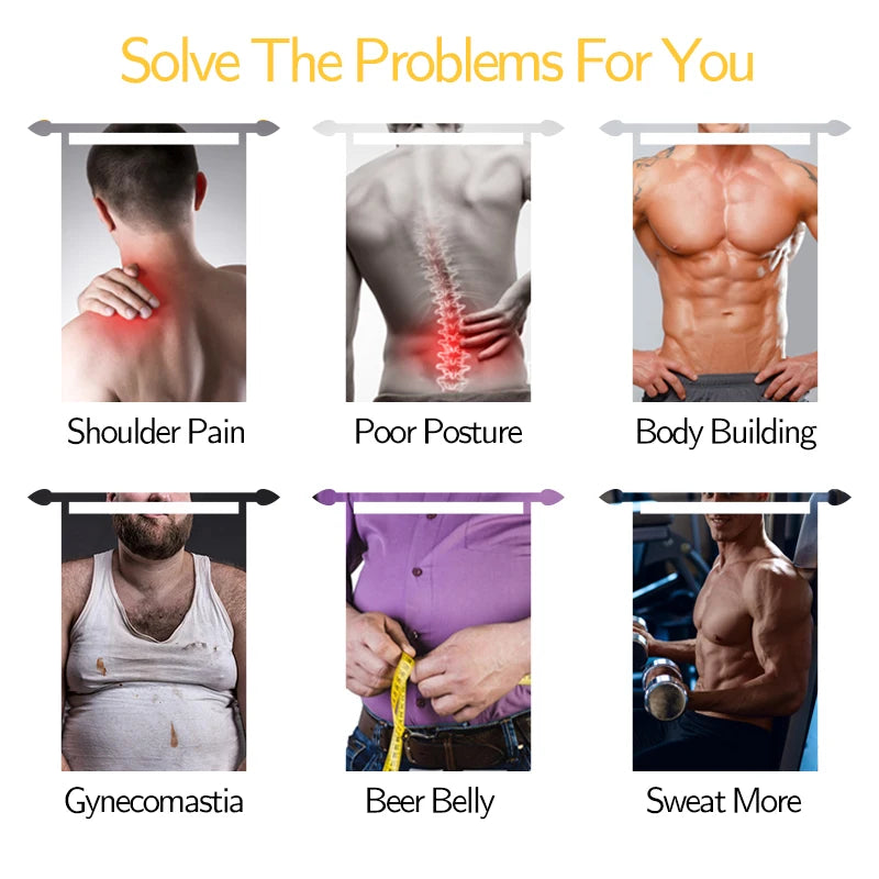 Men's Slimming Body Shapewear Posture Vest Tummy Abdomen Corrector Compression Body Modeling Fat Burner Chest Tummy Shirt Corset NovaCart