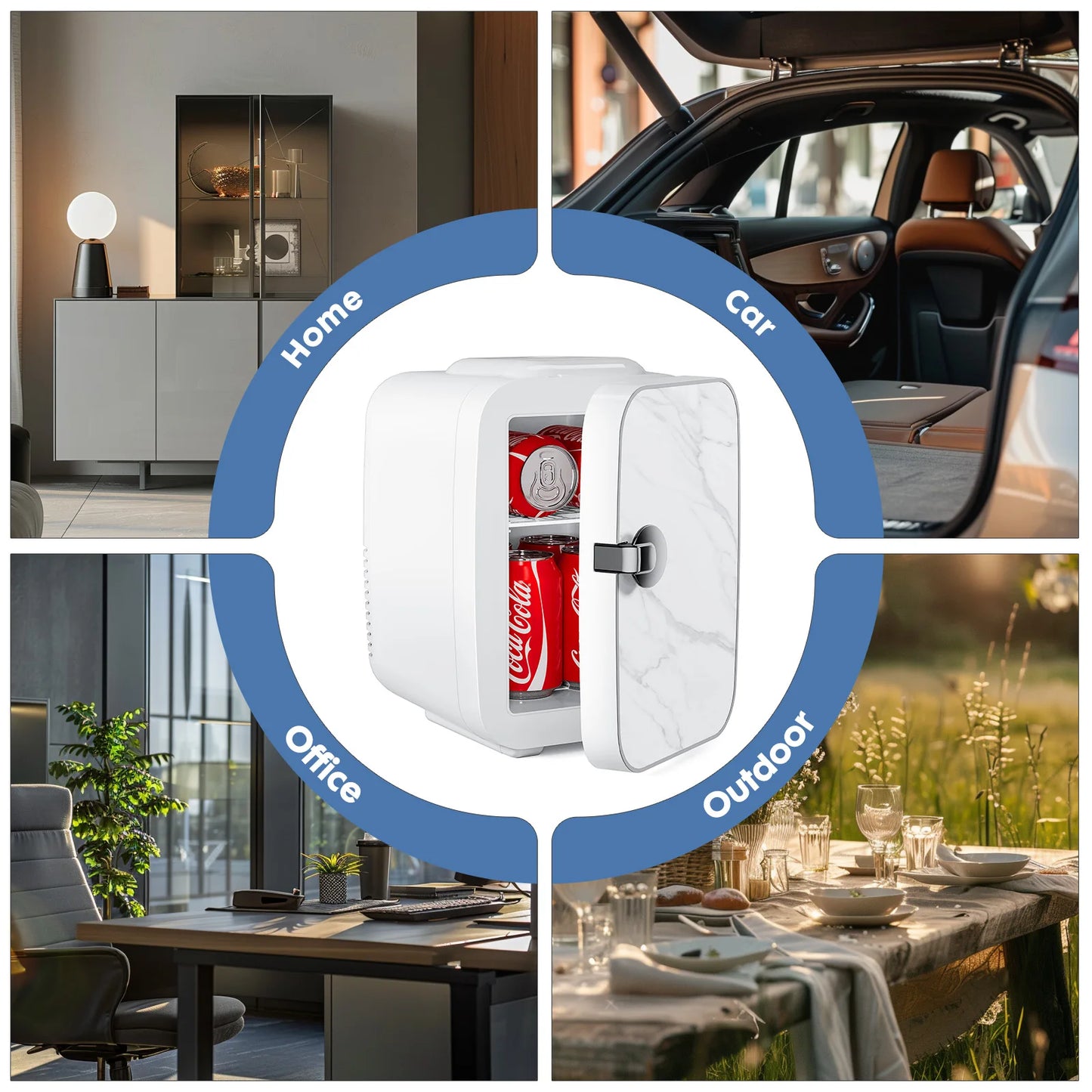 FCJ 4L-6 Cans Mini Portable Compact Refrigerator Single Door with UK/US Plug Electric Power Source for Skincare Food Beverages NovaCart