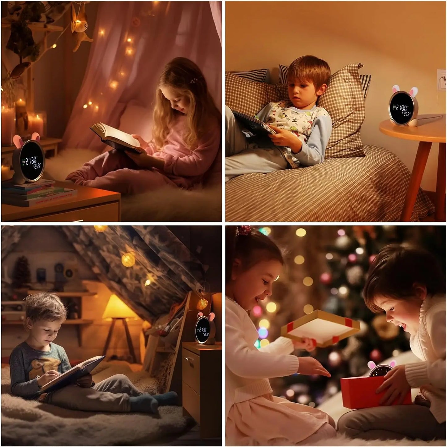 Wholesale Modern Plastic Digital LED Desk Clocks with Night Light Sleep Trainer Calendars 7-color Lights for Kids NovaCart