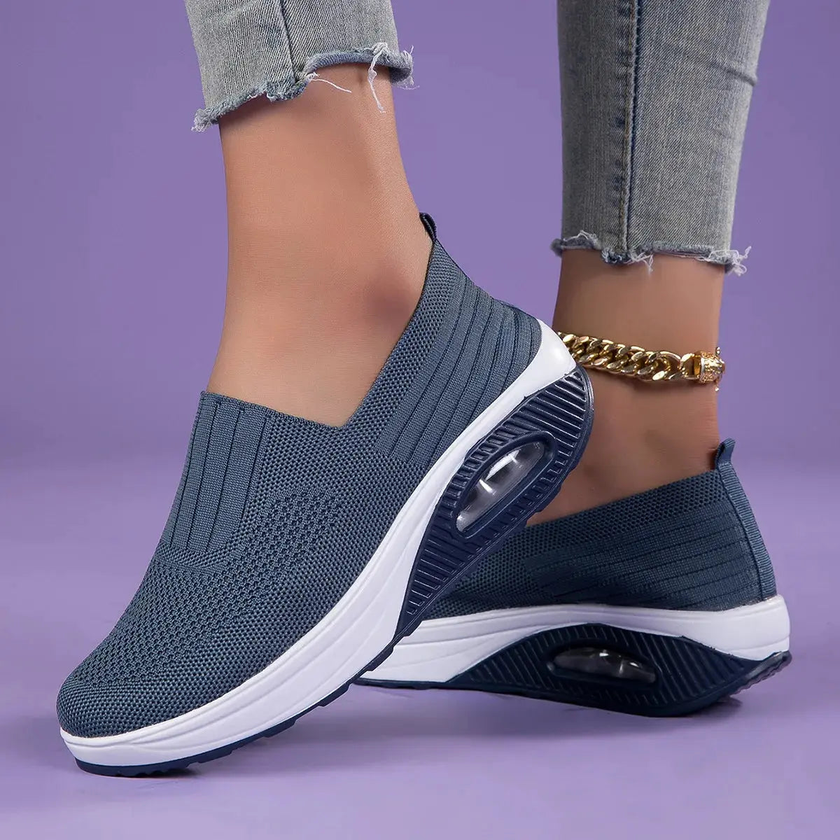 New Women's Low Top Sports Mesh Casual Running Shoes Solid Color Air Cushion Soft Bottom EVA Fashion Trend for Winter NovaCart