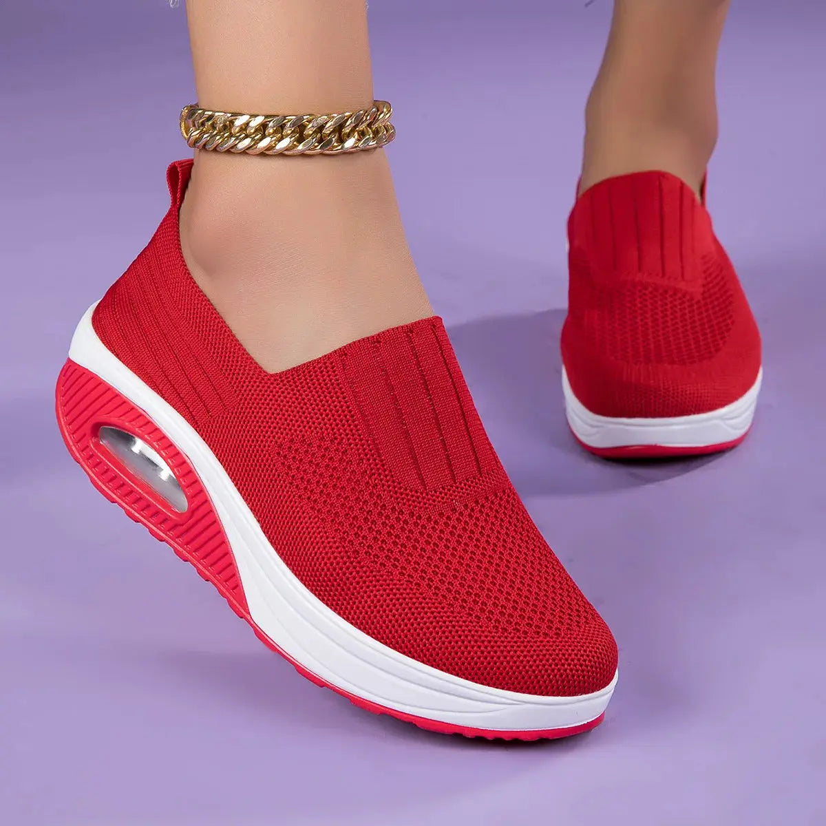New Women's Low Top Sports Mesh Casual Running Shoes Solid Color Air Cushion Soft Bottom EVA Fashion Trend for Winter NovaCart