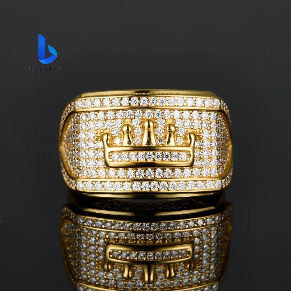 Men's Hip Hop Ring S925 Silver King Letter Moissanite Lab Diamond Pass Tester GRA Certified Luxury Jewelry NovaCart