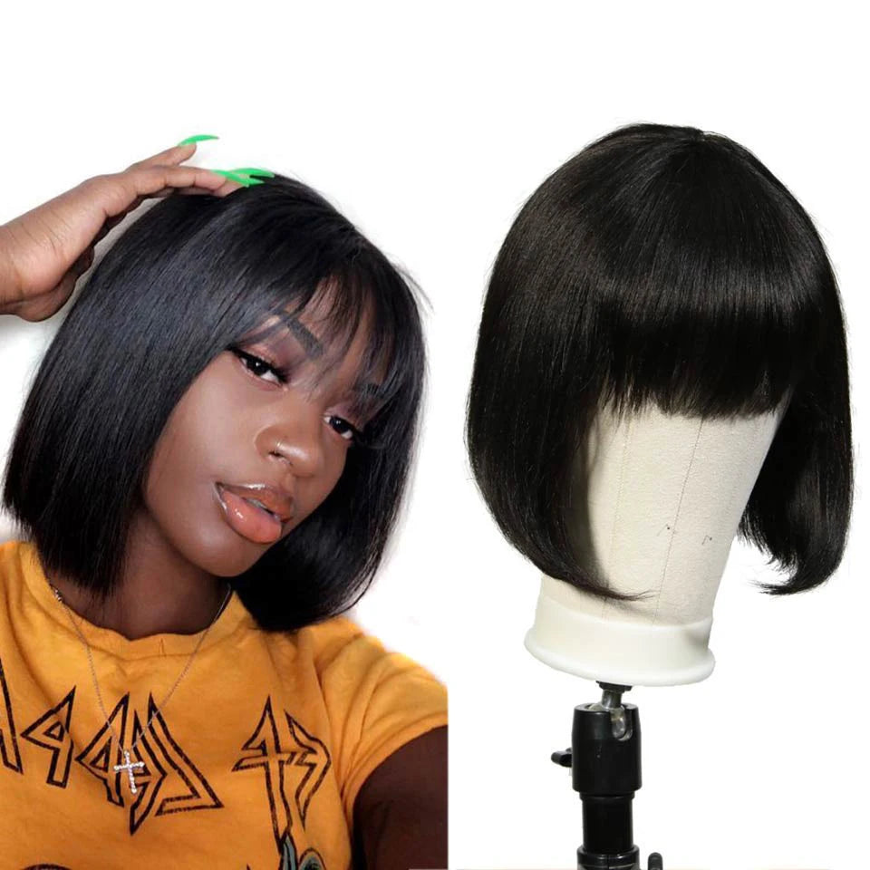 Wholesale Straight Bob Wig Brazilian Remy Hair Human Hair Wigs for Women Ombre Color Full Machine Made Wig With Bang NovaCart