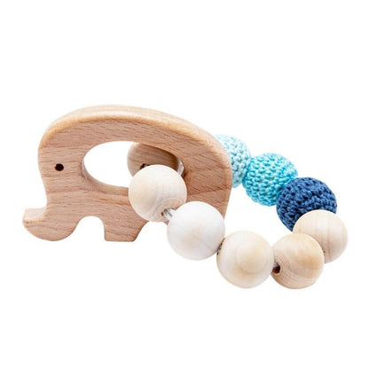 Wooden Teether Hedgehog Crochet Beads Wood Crafts Ring Engraved Bead Baby Teether Wooden Toys For Kids Rattle Stevvex