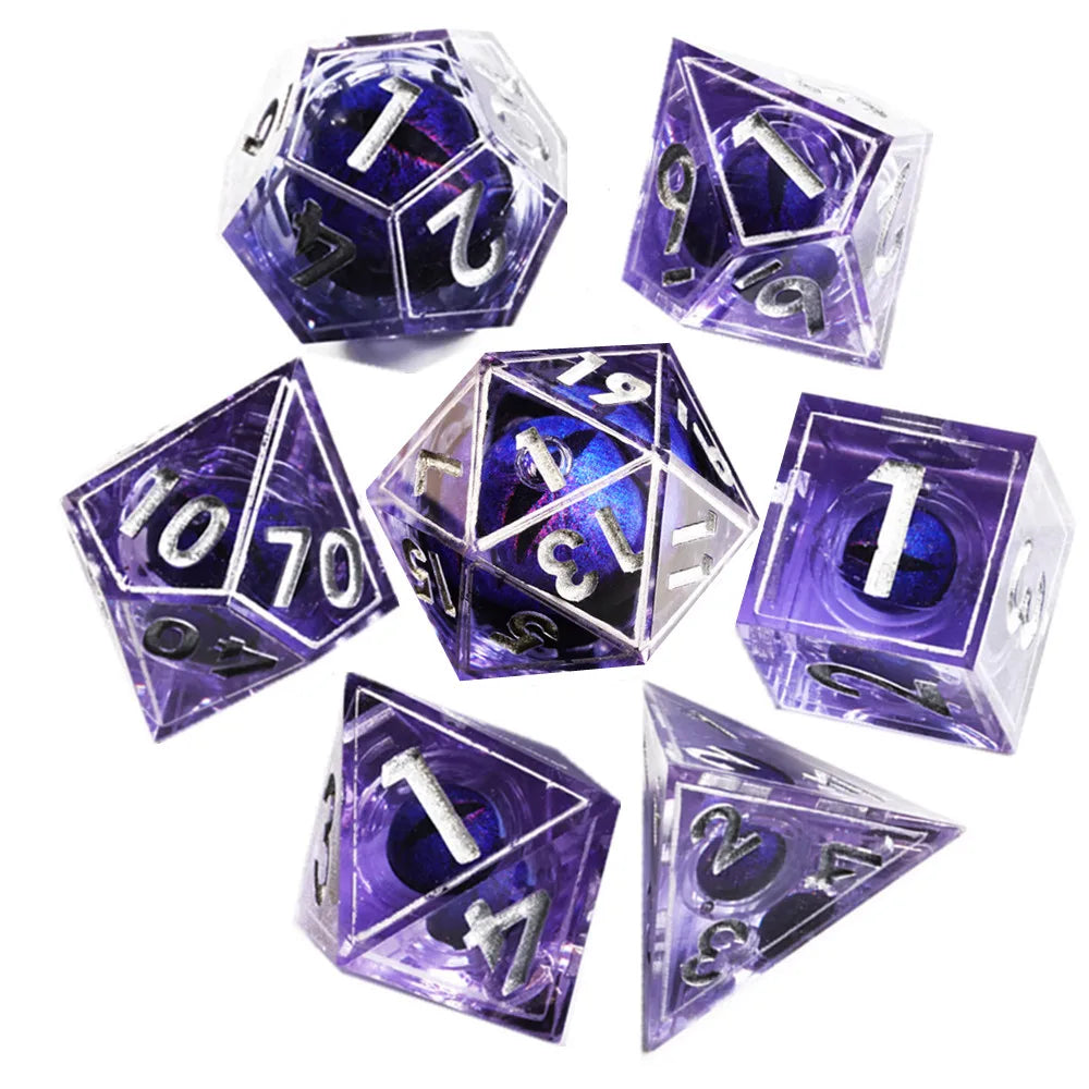 MINI PLANET DND Dice Set Purple Dragon Eye Liquid Core Dice RPG Dungeons&Dragons Wholesale Custom Handmade Polyhedral Resin Dice NovaCart