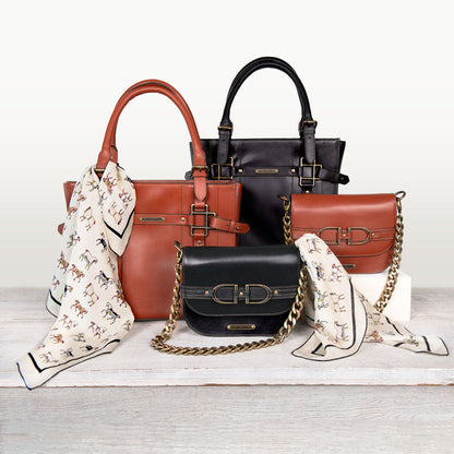 Delaney - Equestrian Stirrup Crossbody Luxury Leather Handbag in Cognac Urban-Equestrian
