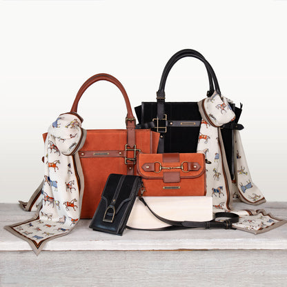 Dalton - Horse Bit Crossbody Luxury Leather Handbag in Cognac on Cognac Urban-Equestrian