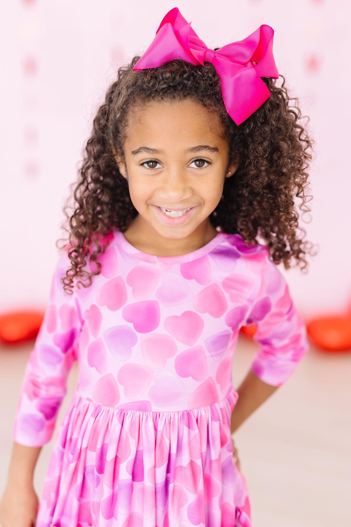 Happy Heart Day 3/4 Sleeve Pocket Twirl Dress Mila & Rose ®