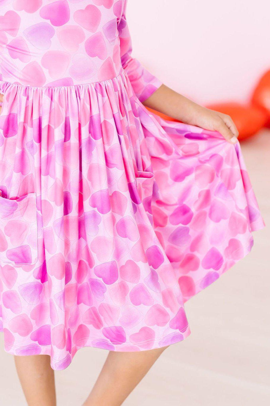 Happy Heart Day 3/4 Sleeve Pocket Twirl Dress Mila & Rose ®