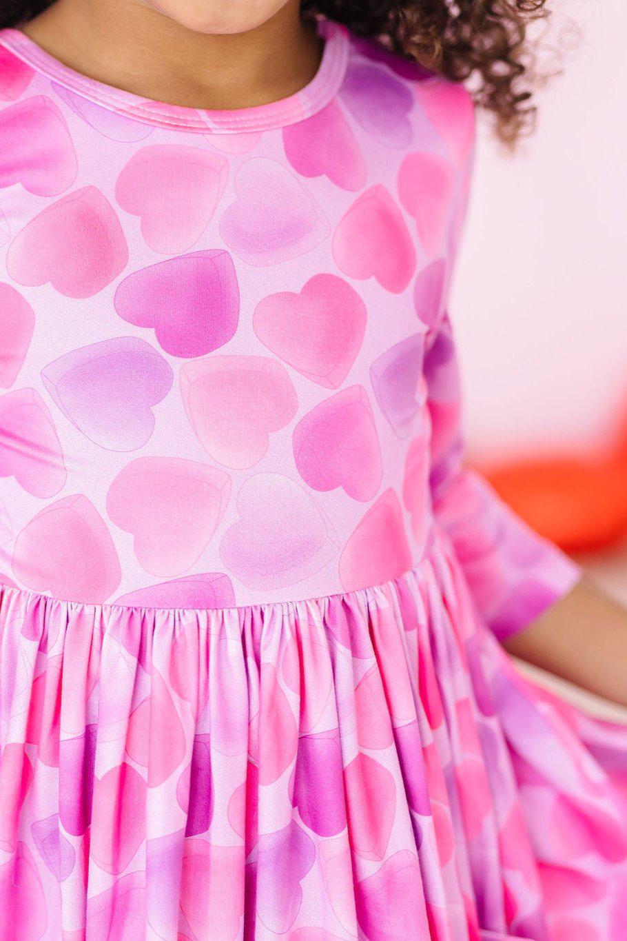 Happy Heart Day 3/4 Sleeve Pocket Twirl Dress Mila & Rose ®