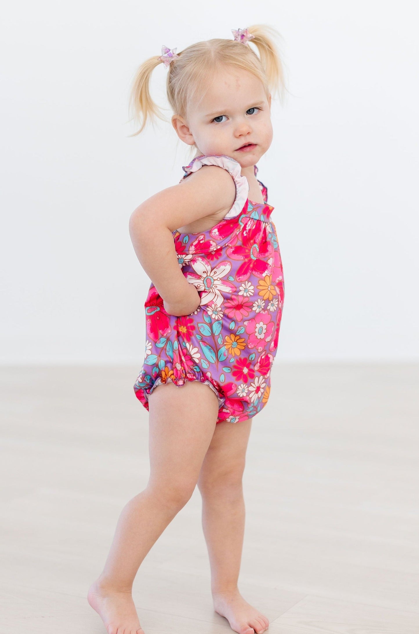 Hawaiian Floral Ruffle Cross Back Romper Mila & Rose ®