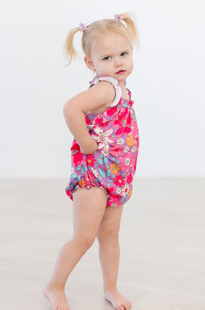 Hawaiian Floral Ruffle Cross Back Romper Mila & Rose ®