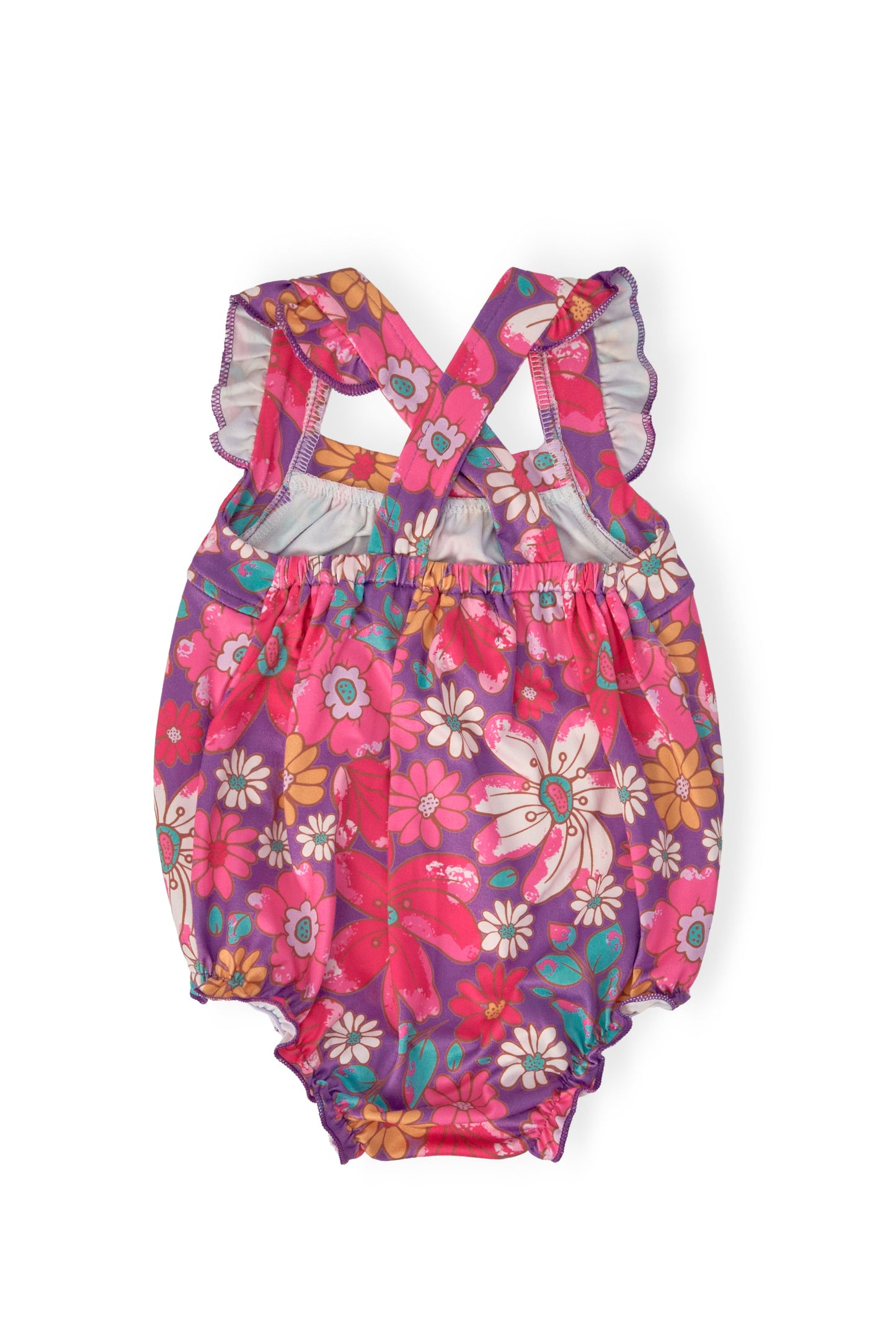 Hawaiian Floral Ruffle Cross Back Romper Mila & Rose ®
