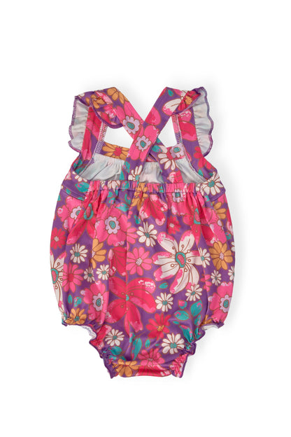 Hawaiian Floral Ruffle Cross Back Romper Mila & Rose ®